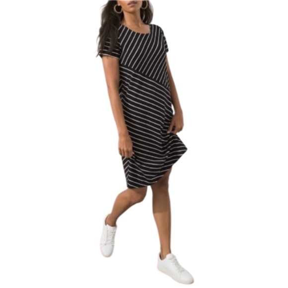 Chico's Dresses & Skirts - Chico’s Spliced Stripe A-Line Dress - Black/White - Size 0 - US 4-6
